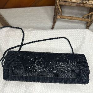 La Ragale Elegant Black Beaded Clutch